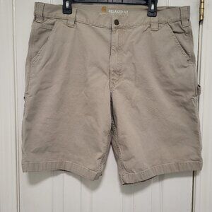 Carhartt Shorts Mens 40 Beige Rugged Flex Relaxed Fit Canvas Utility Work Casual